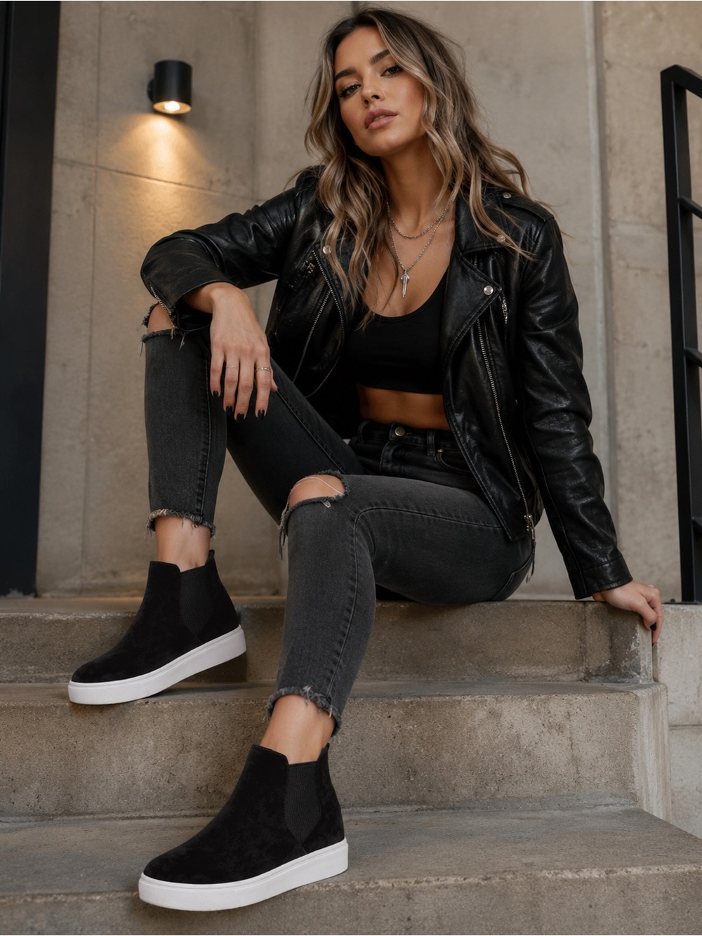 Madden Girl Black Suede Sneakers size 8
